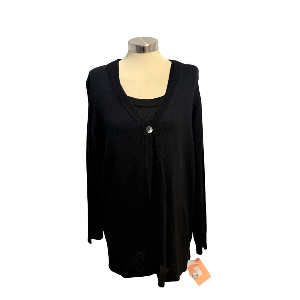 Nordstrom Encore Cardigan Set Size 1X Black | Italian Acrylic Open Knit | NWT